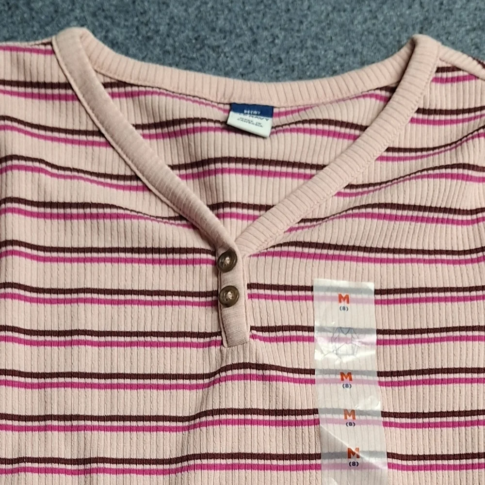 Old Navy Long Sleeved Henley & Leopard Print Shirt Bundle Size 8/M, NWT
